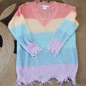 Top Style Rainbow Light Knit Sweater